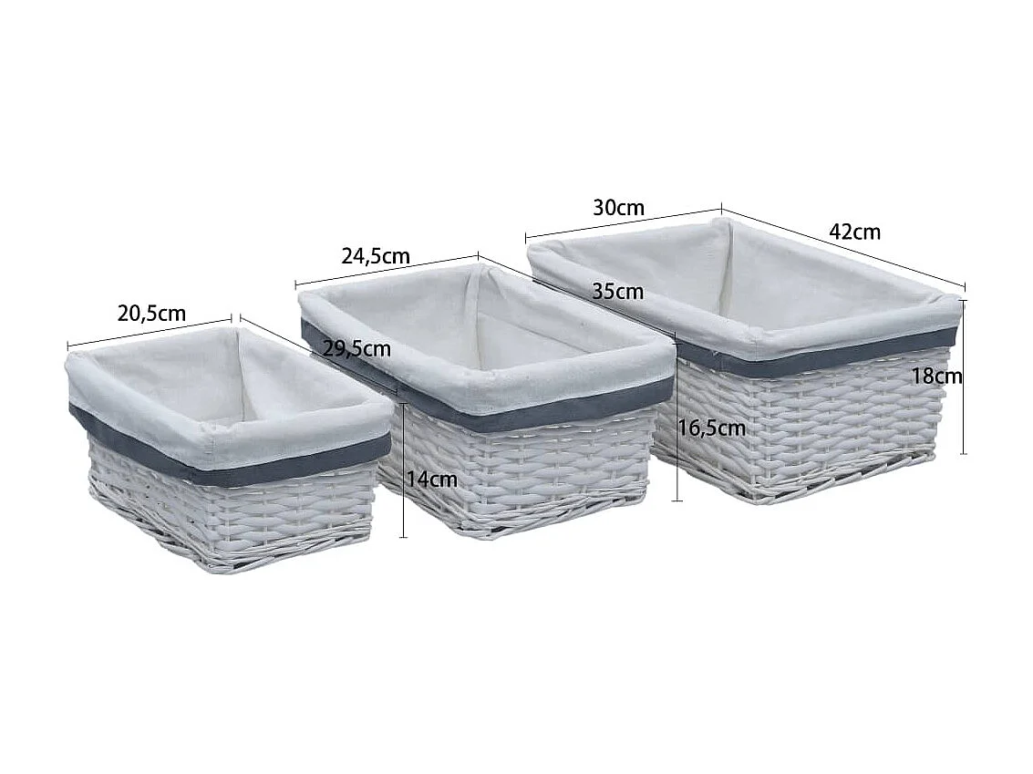 3-delige nestmandset van witte wilg