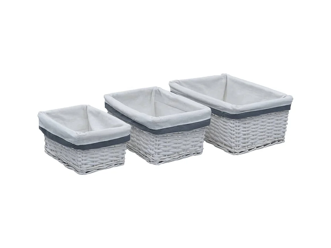 Ensemble de paniers gigognes 3 pcs Blanc Saule