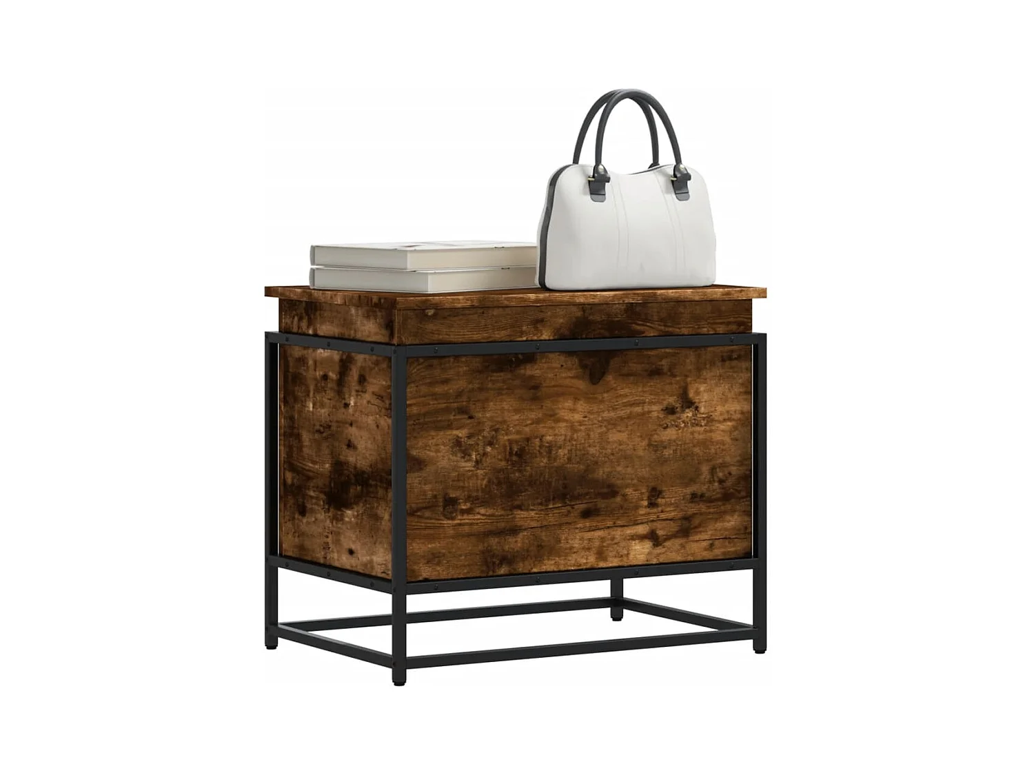 Boîte de rangement avec couvercle chêne fumé bois d'ingénierie