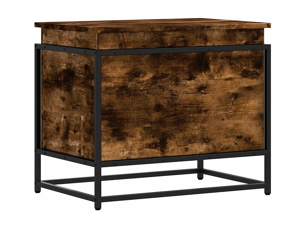 Boîte de rangement avec couvercle chêne fumé bois d'ingénierie