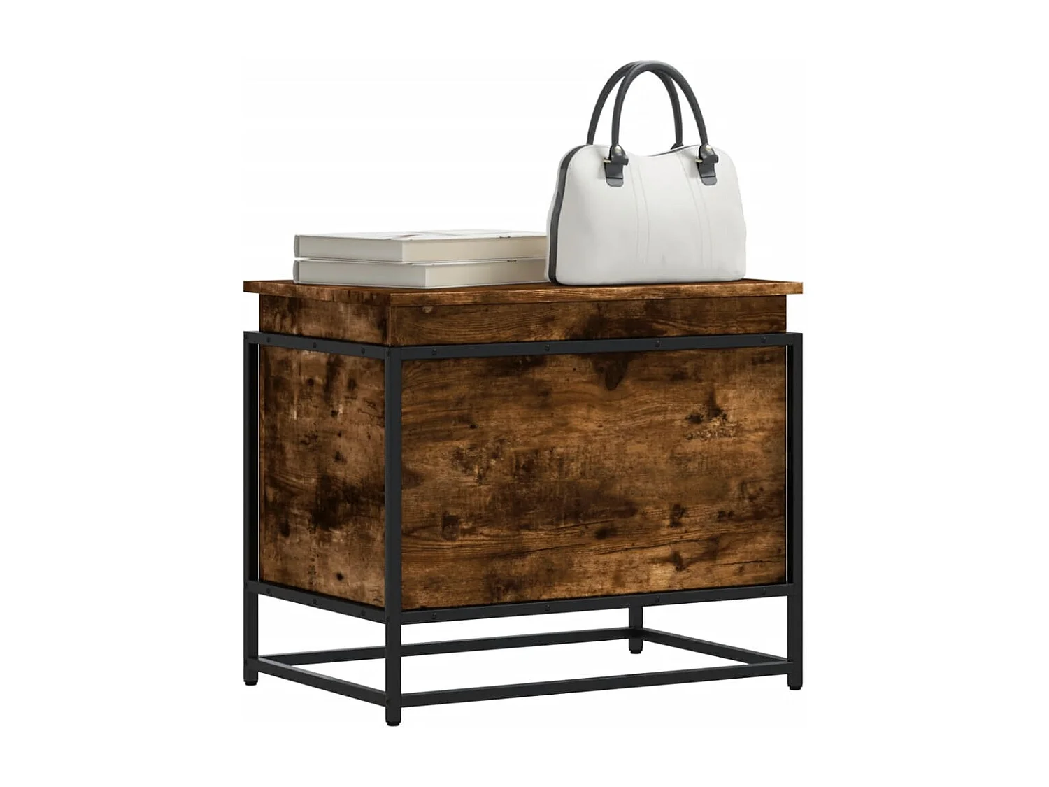 Boîte de rangement avec couvercle chêne fumé bois d'ingénierie