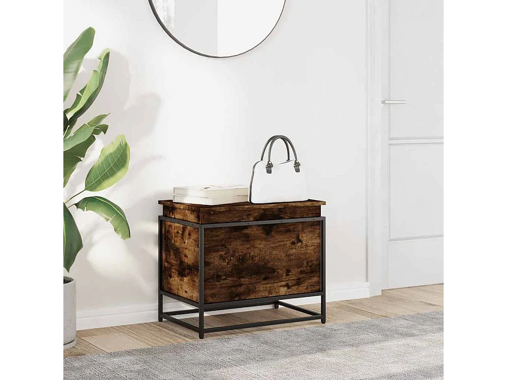 Boîte de rangement avec couvercle chêne fumé bois d'ingénierie