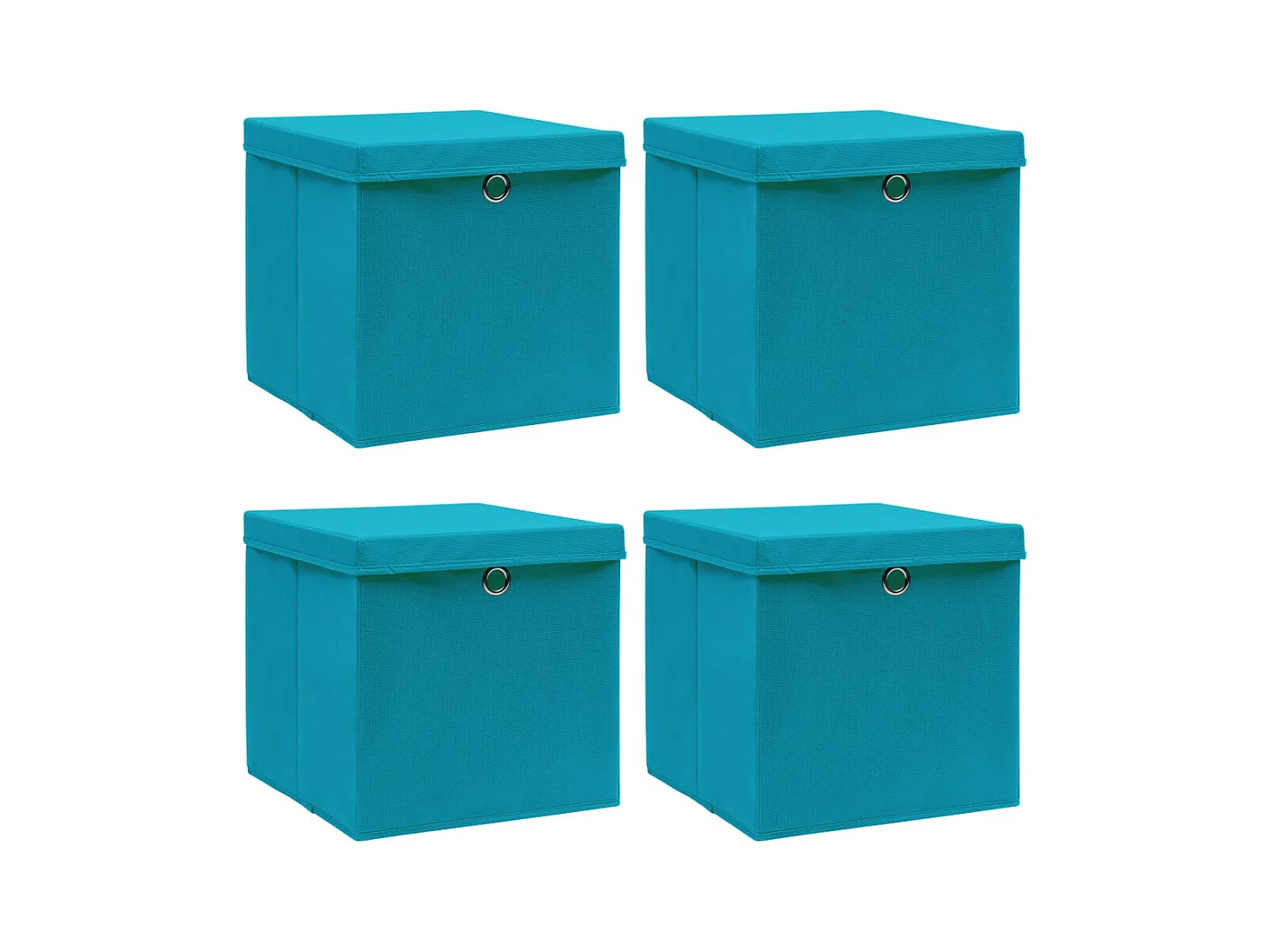 Boîtes de rangement et couvercles 4 pcs Bleu 32x32x32 cm Tissu