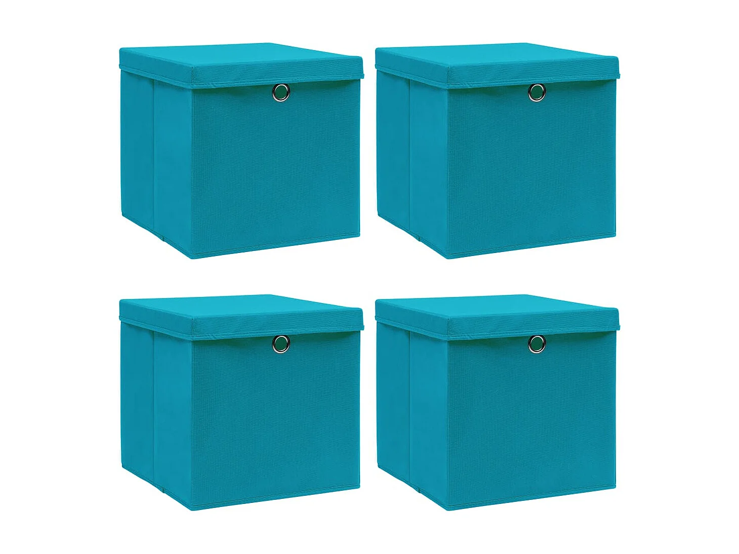 Boîtes de rangement et couvercles 4 pcs Bleu 32x32x32 cm Tissu