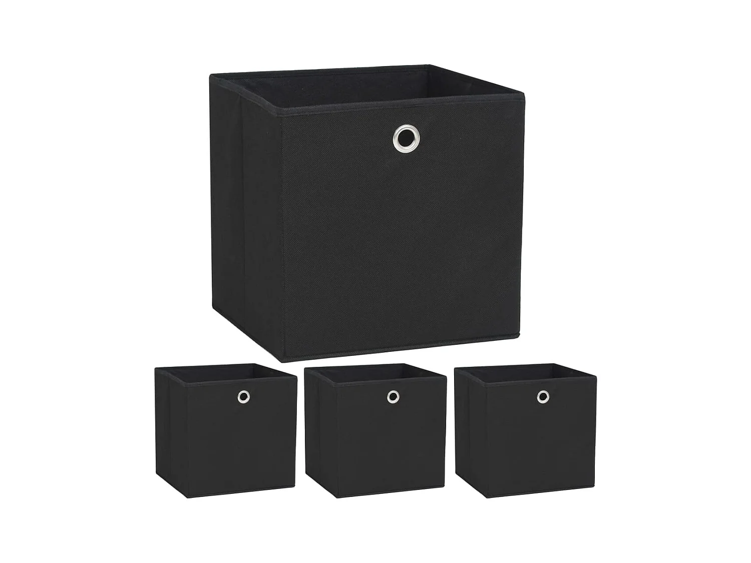 Scatola portaoggetti 4 pezzi Tessuto non tessuto 32x32x32 cm Nero