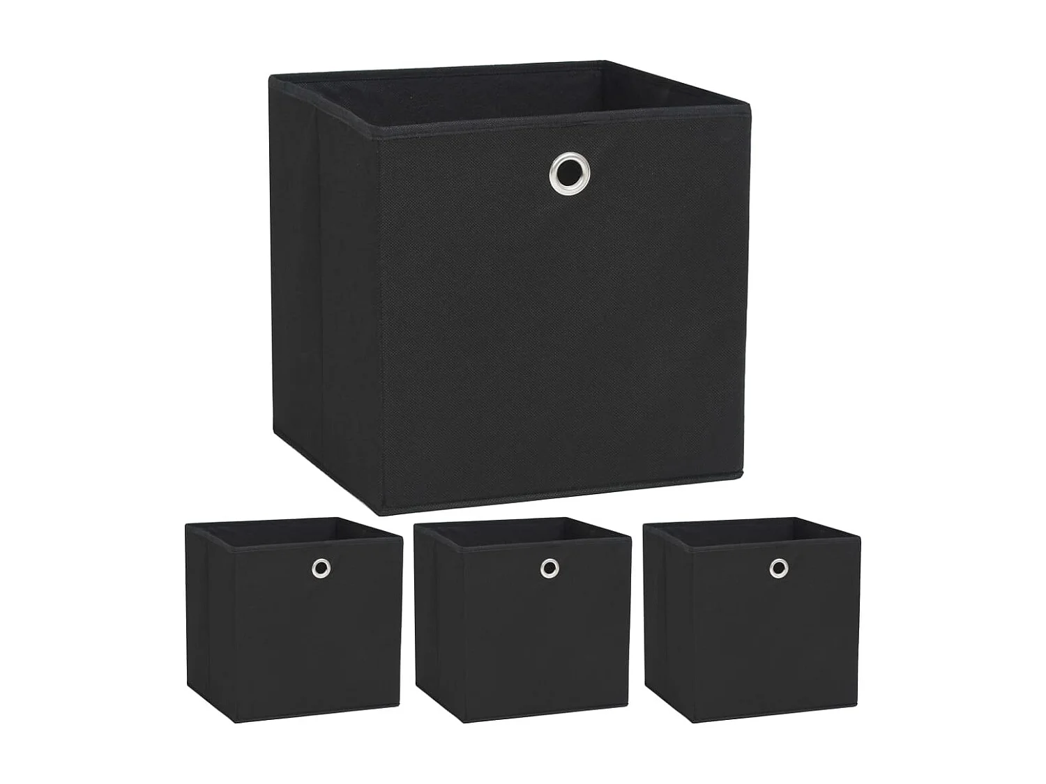 Boîte de rangement 4 pcs Tissu non-tissé 32x32x32 cm Noir