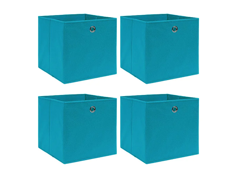 Cajas de almacenaje 4 uds Azul celeste 32x32x32 cm Tela