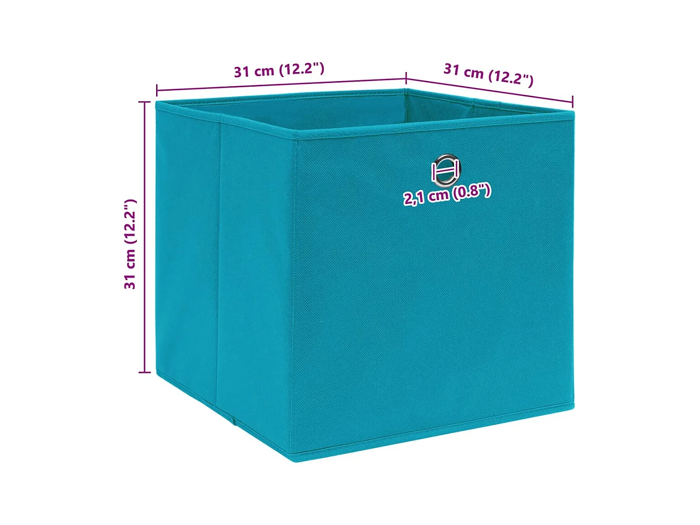 Cajas de almacenaje 4 uds Azul celeste 32x32x32 cm Tela
