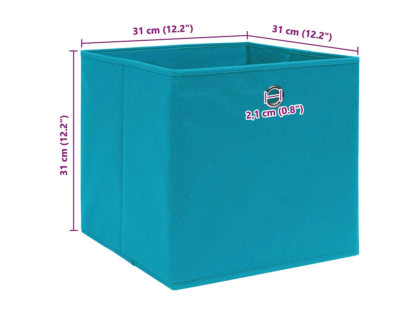 Boîtes de rangement 4 pcs Bleu azuré 32x32x32 cm Tissu