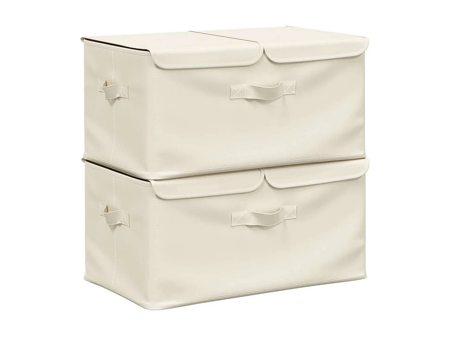 Boîtes de rangement 2 pcs Tissu 50x30x25 cm Crème