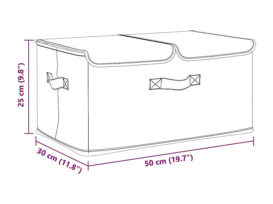 Boîtes de rangement 2 pcs Tissu 50x30x25 cm Crème