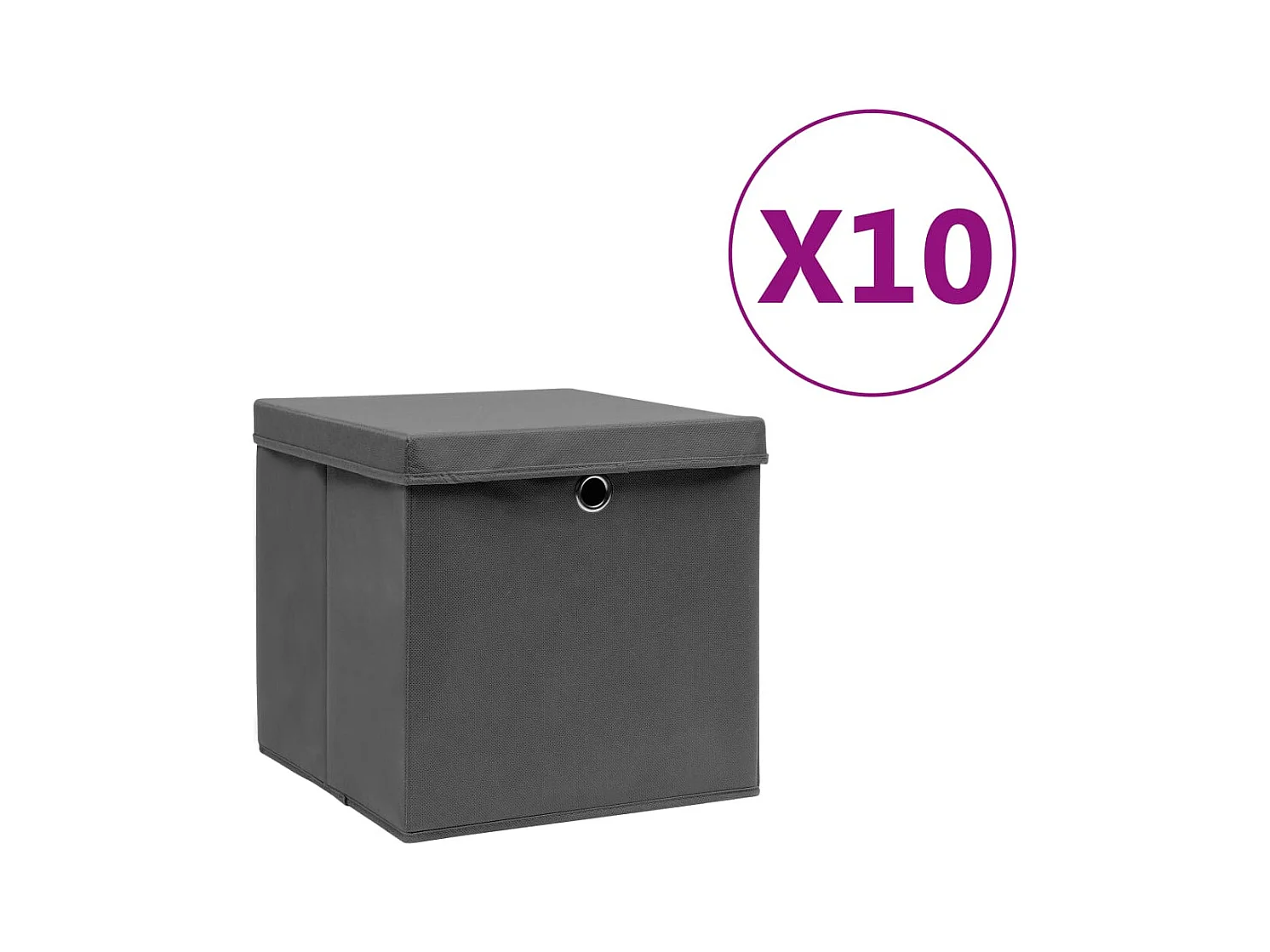 Boîtes de rangement avec couvercles 10 pcs 28x28x28 cm Gris