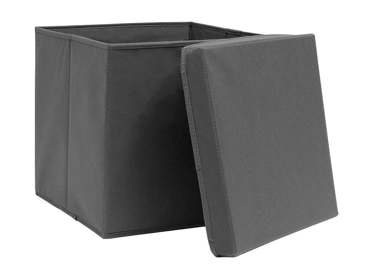 Boîtes de rangement avec couvercles 10 pcs 28x28x28 cm Gris
