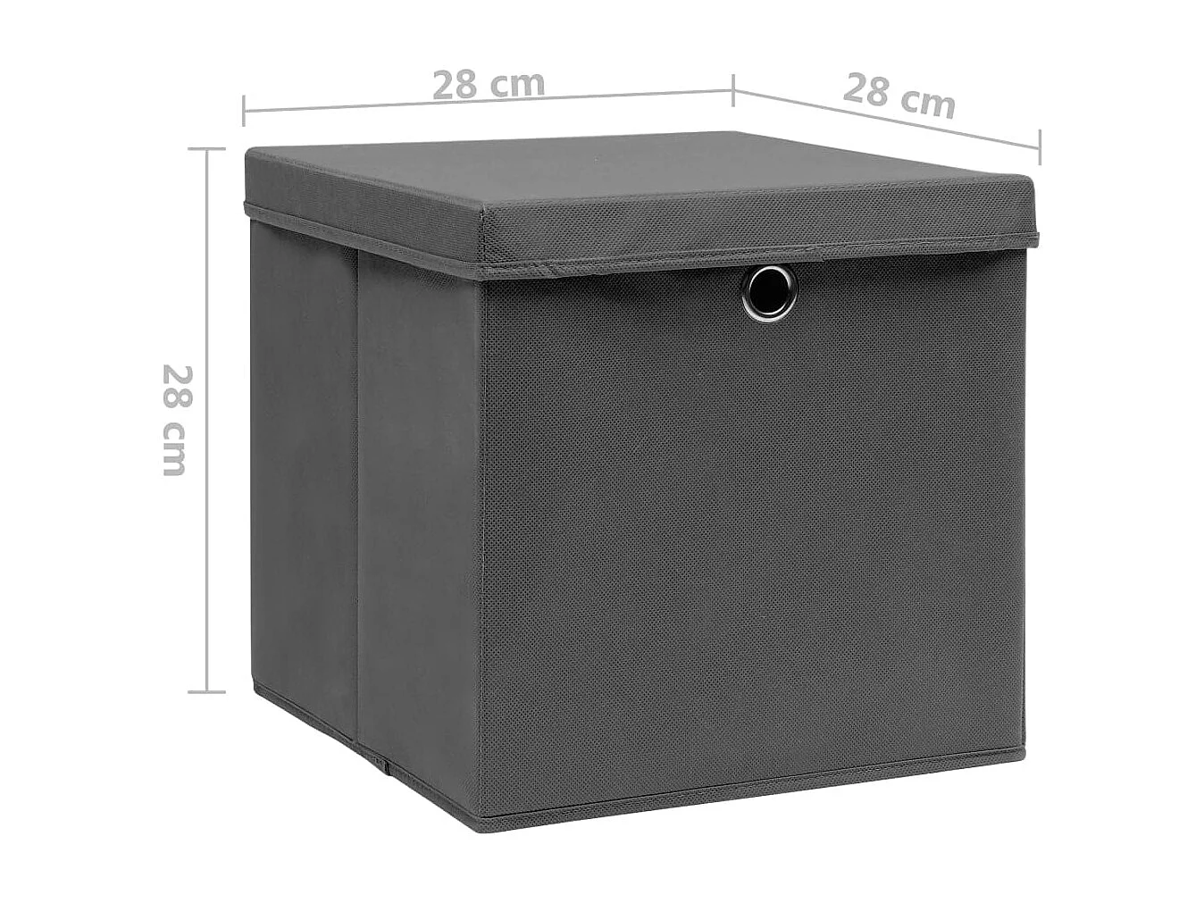 Boîtes de rangement avec couvercles 10 pcs 28x28x28 cm Gris