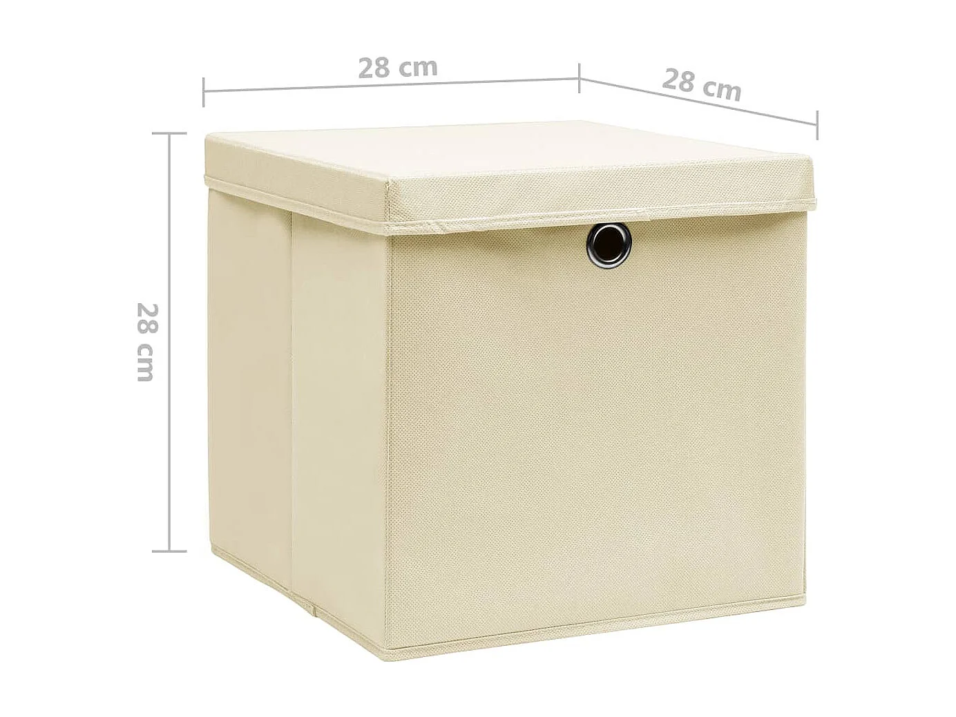 Cajas de almacenaje con tapa 4 uds 28x28x28 cm Crema