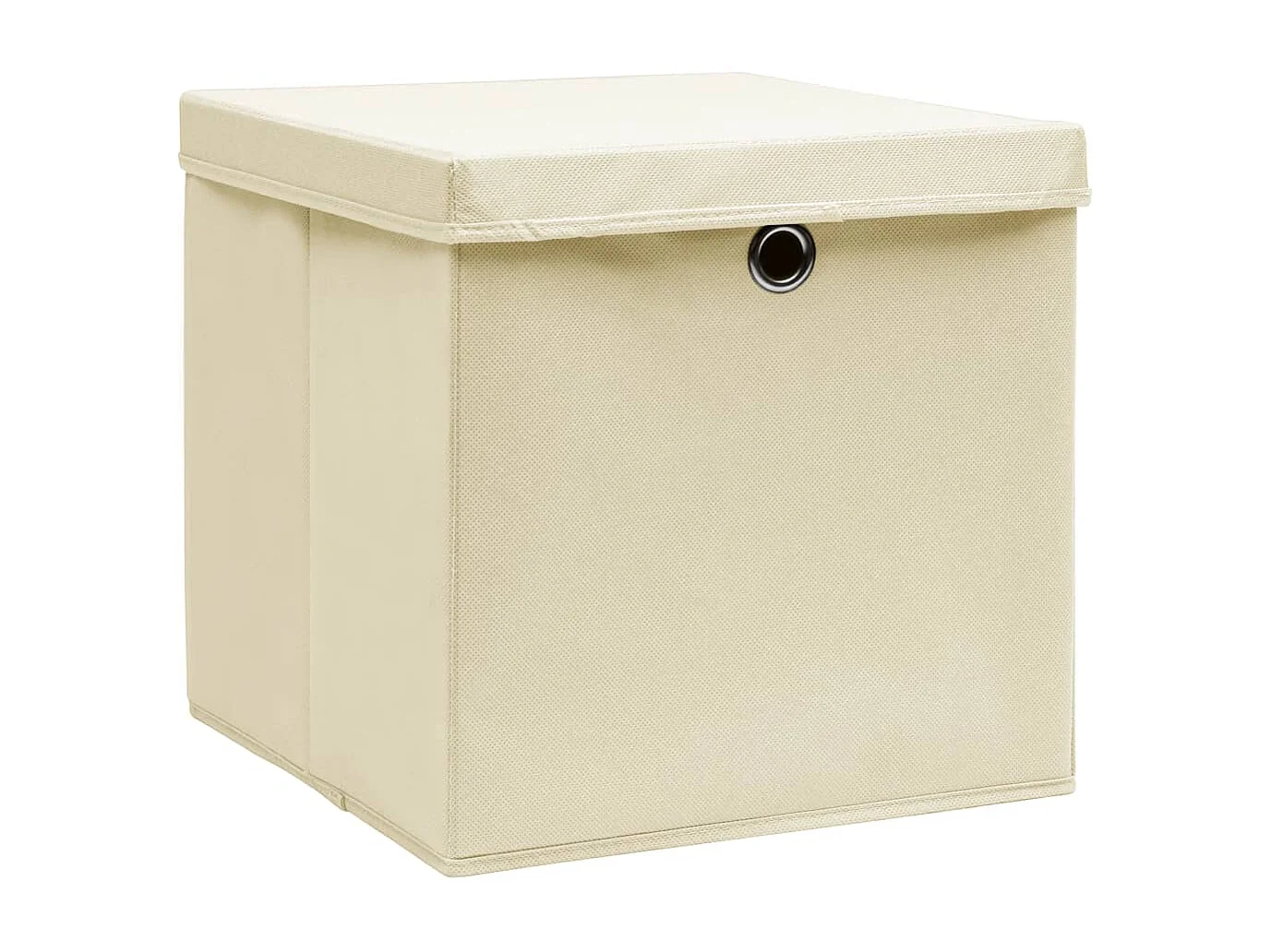 Boîtes de rangement avec couvercles 4 pcs 28x28x28 cm Crème