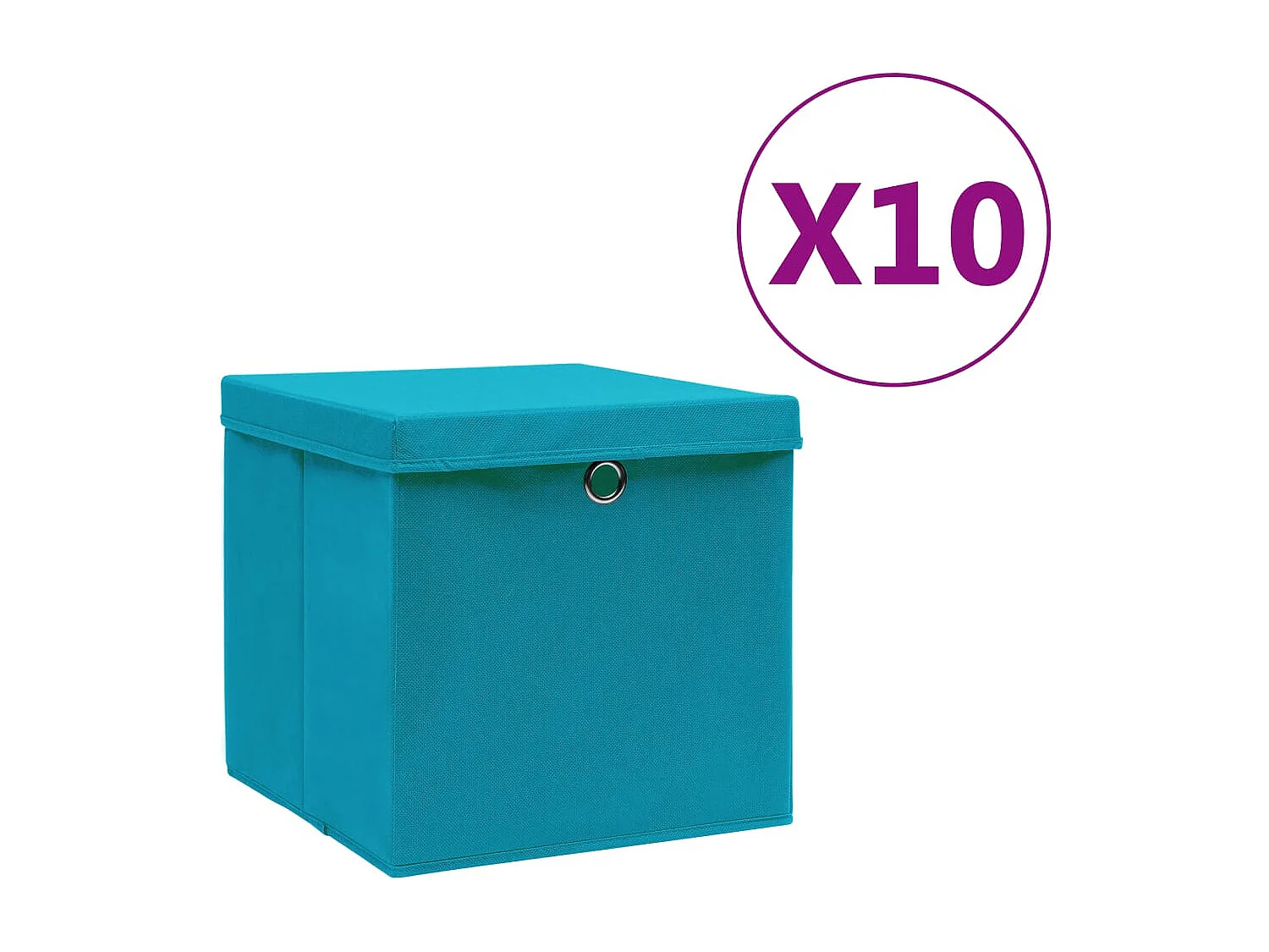 Boîtes de rangement avec couvercles 10pcs 28x28x28cm Bleu azuré