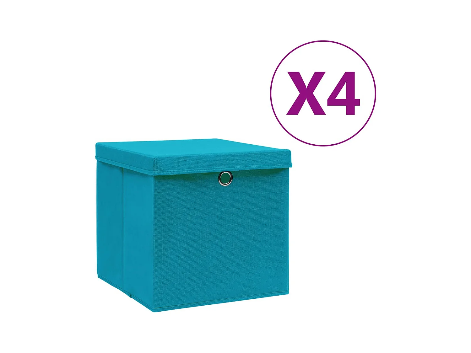 Cajas de almacenaje con tapa 4 uds 28x28x28cm Azul celeste