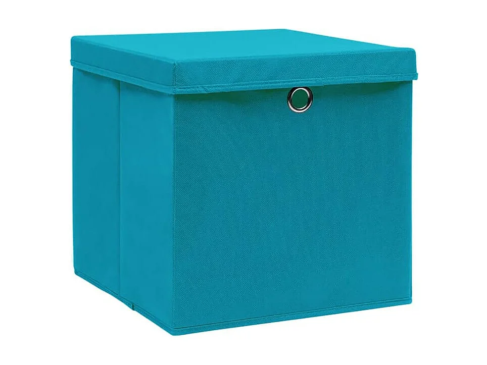 Boîtes de rangement avec couvercles 4 pcs 28x28x28cm Bleu azuré