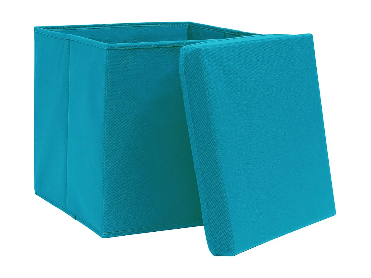 Boîtes de rangement avec couvercles 4 pcs 28x28x28cm Bleu azuré