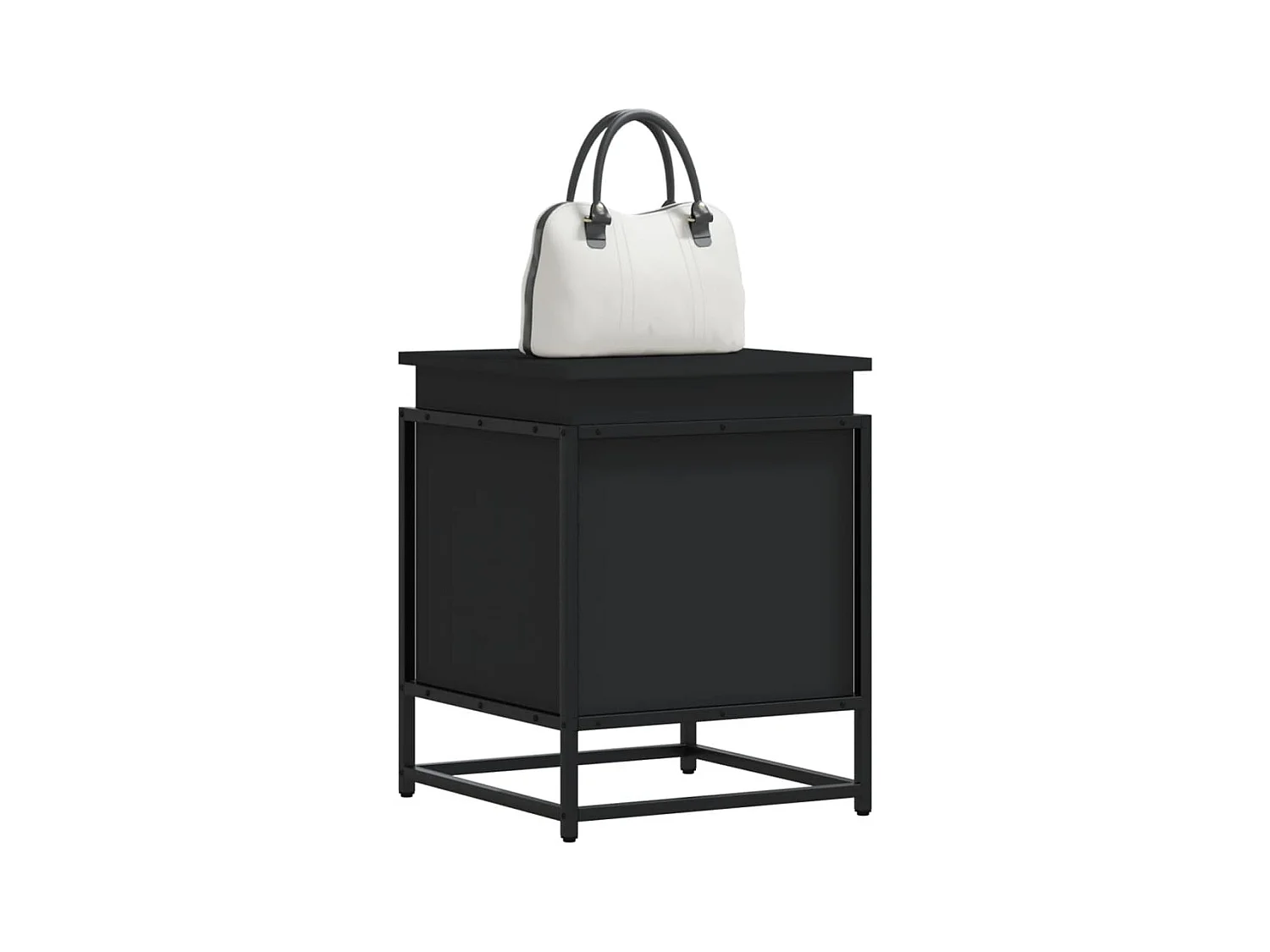 Boîte de rangement avec couvercle noir bois d'ingénierie