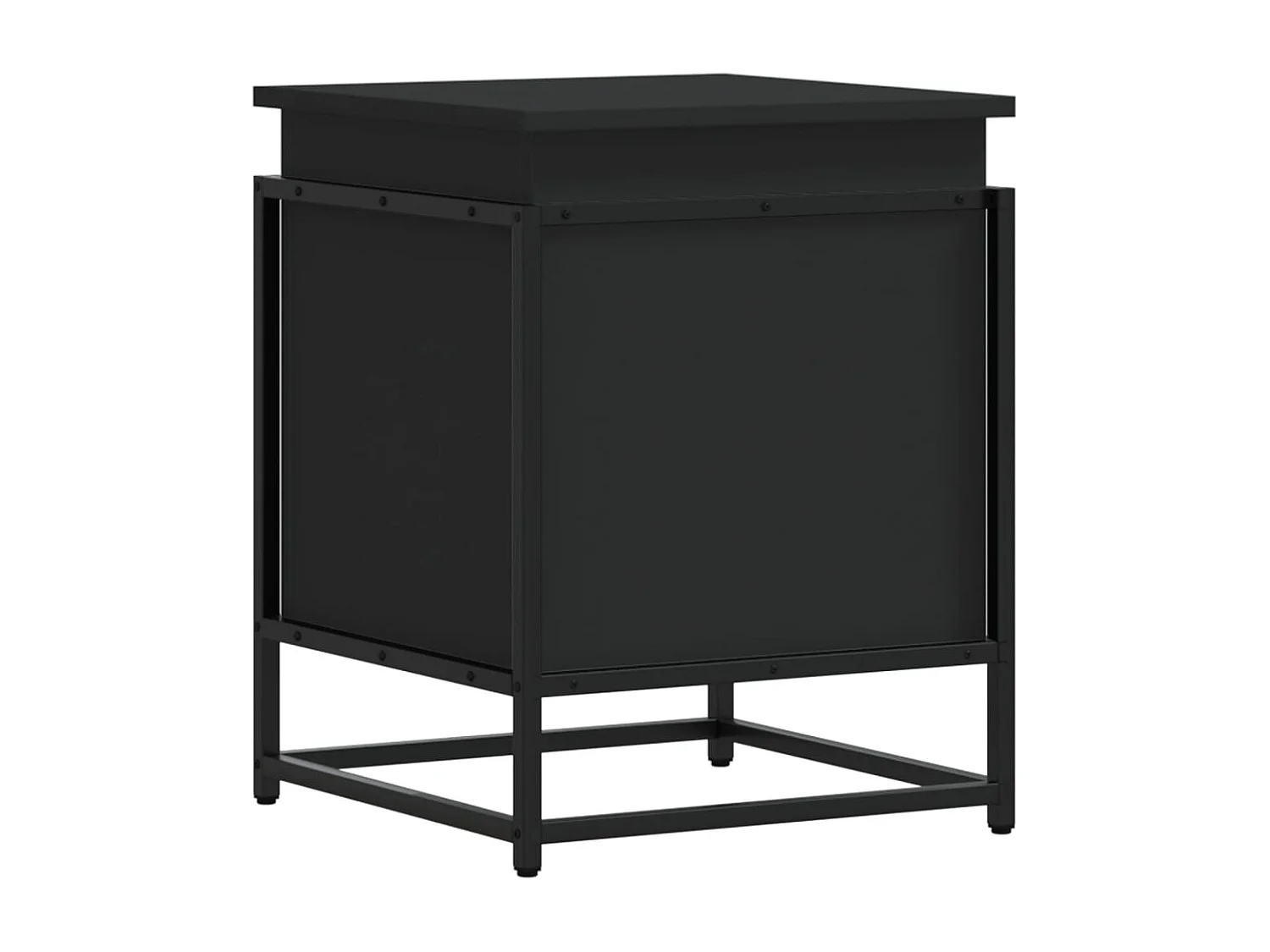 Boîte de rangement avec couvercle noir bois d'ingénierie