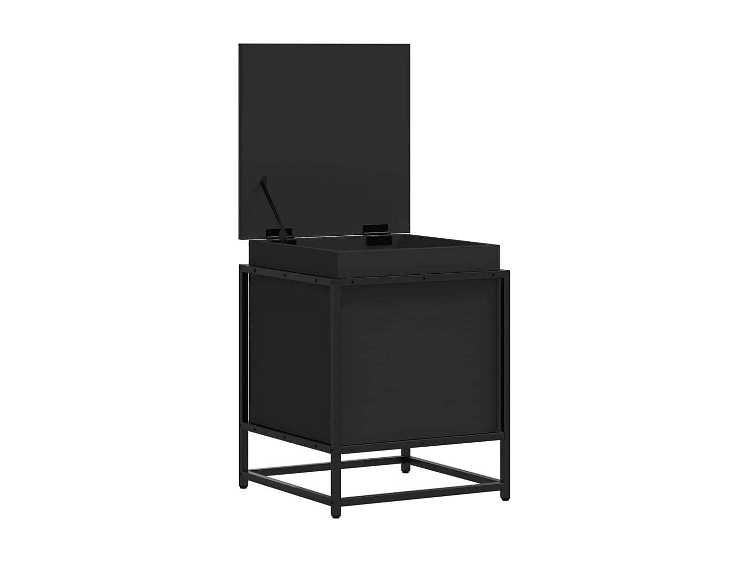 Boîte de rangement avec couvercle noir bois d'ingénierie