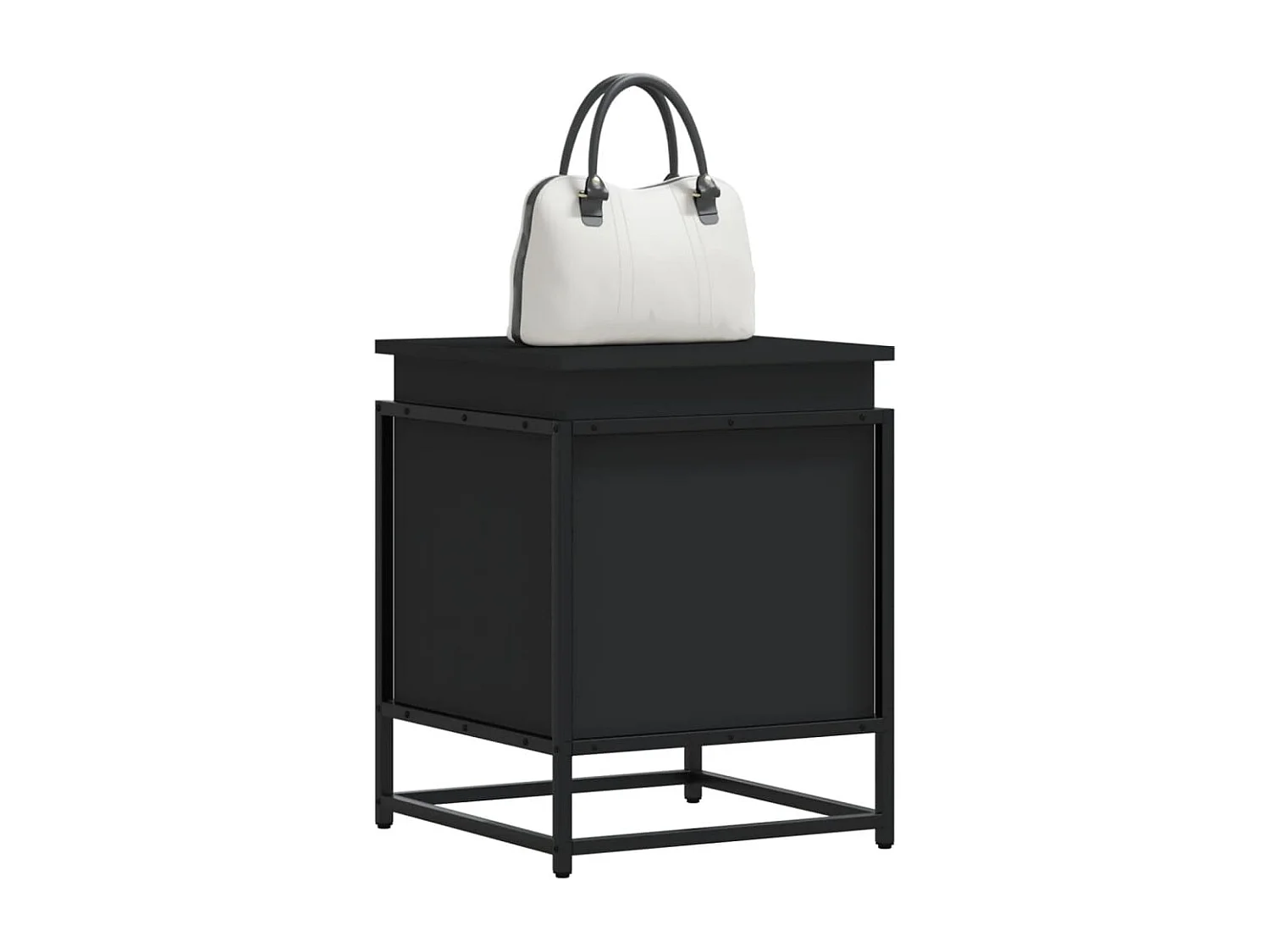 Boîte de rangement avec couvercle noir bois d'ingénierie