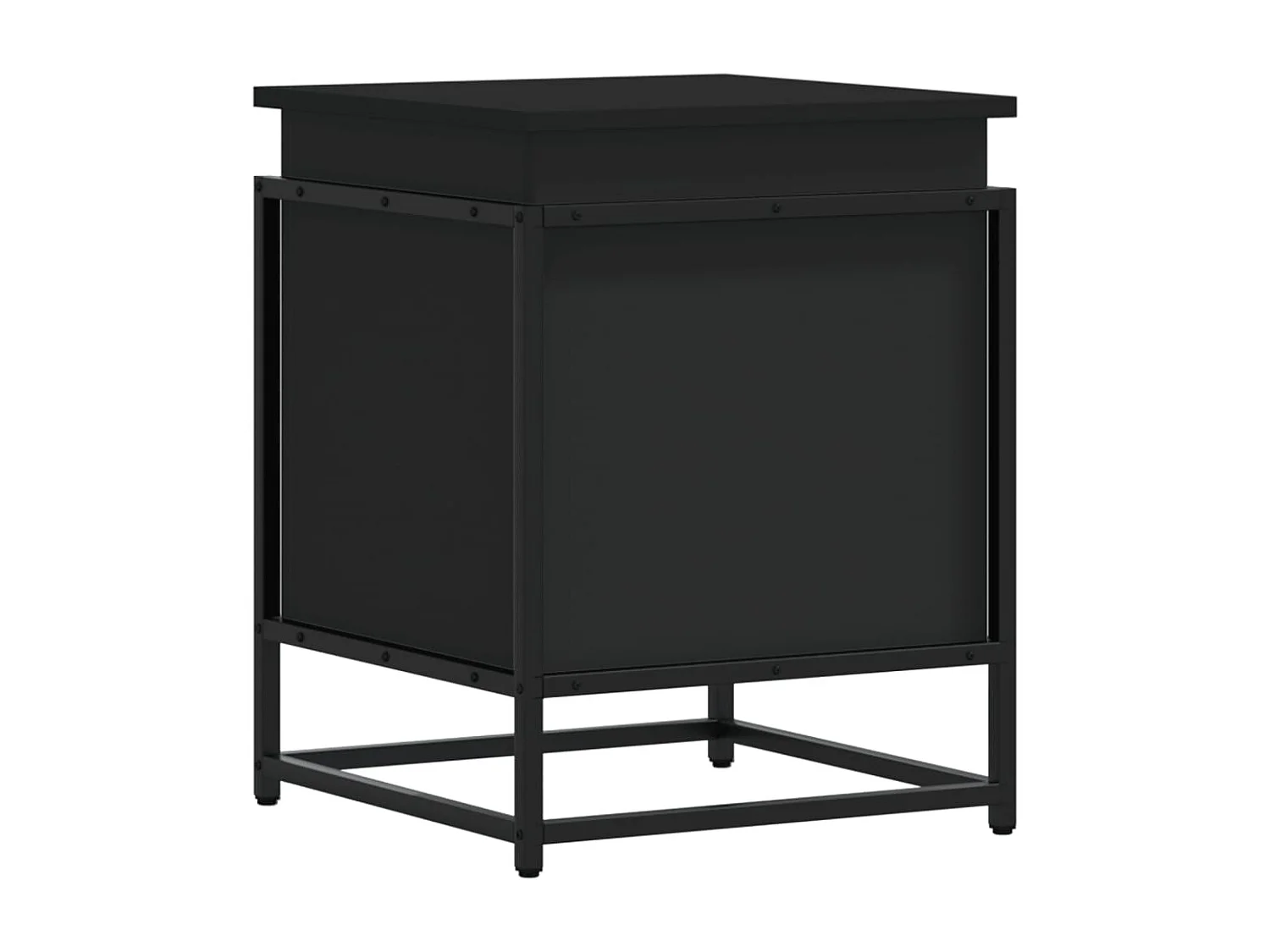 Boîte de rangement avec couvercle noir bois d'ingénierie