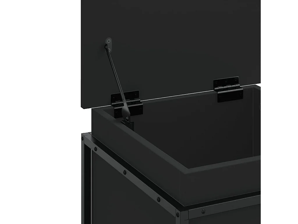 Boîte de rangement avec couvercle noir bois d'ingénierie