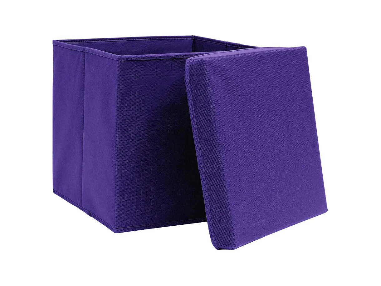 Boîtes de rangement et couvercles 10pcs Violet 32x32x32cm Tissu