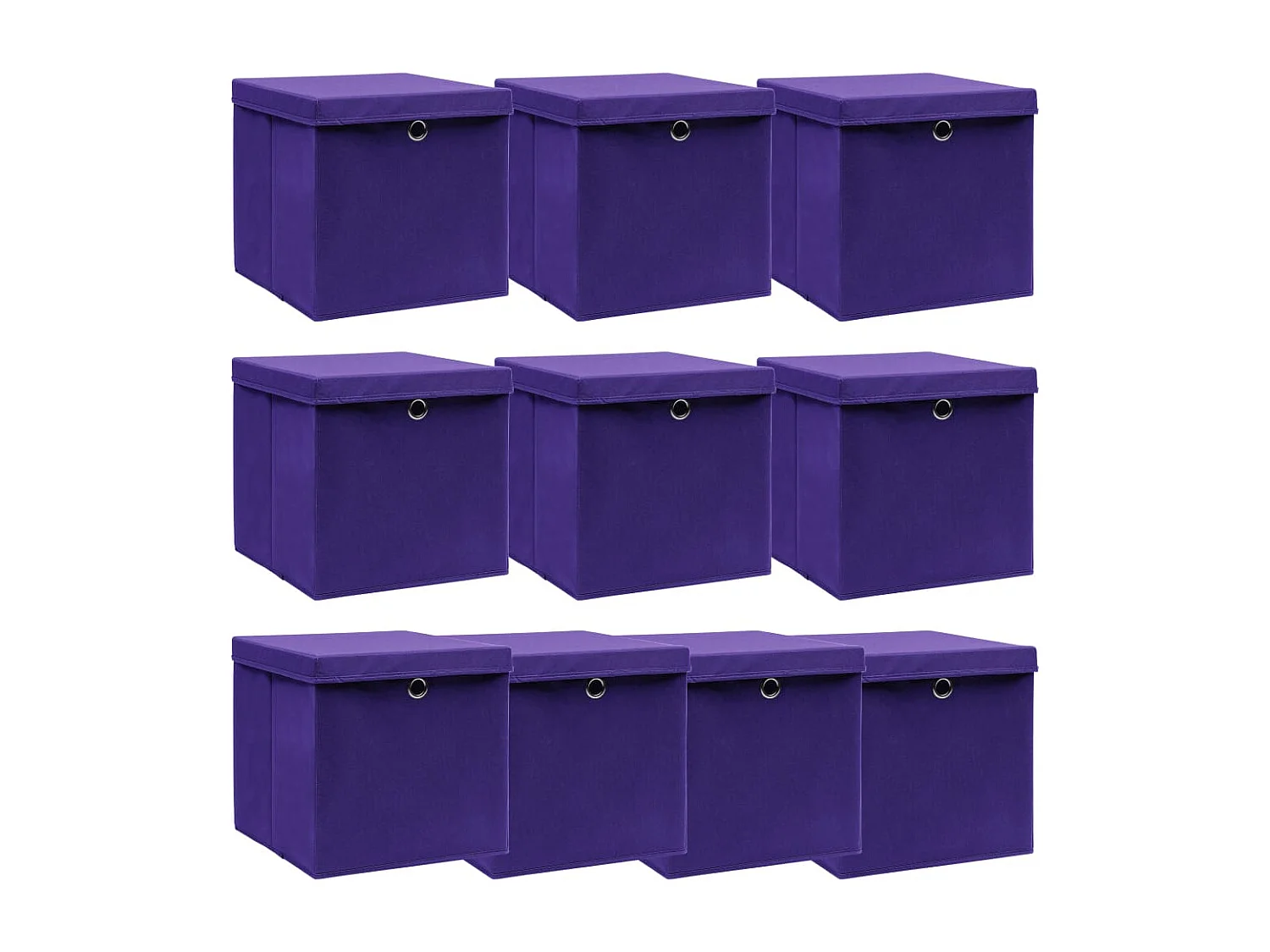 Boîtes de rangement et couvercles 10pcs Violet 32x32x32cm Tissu