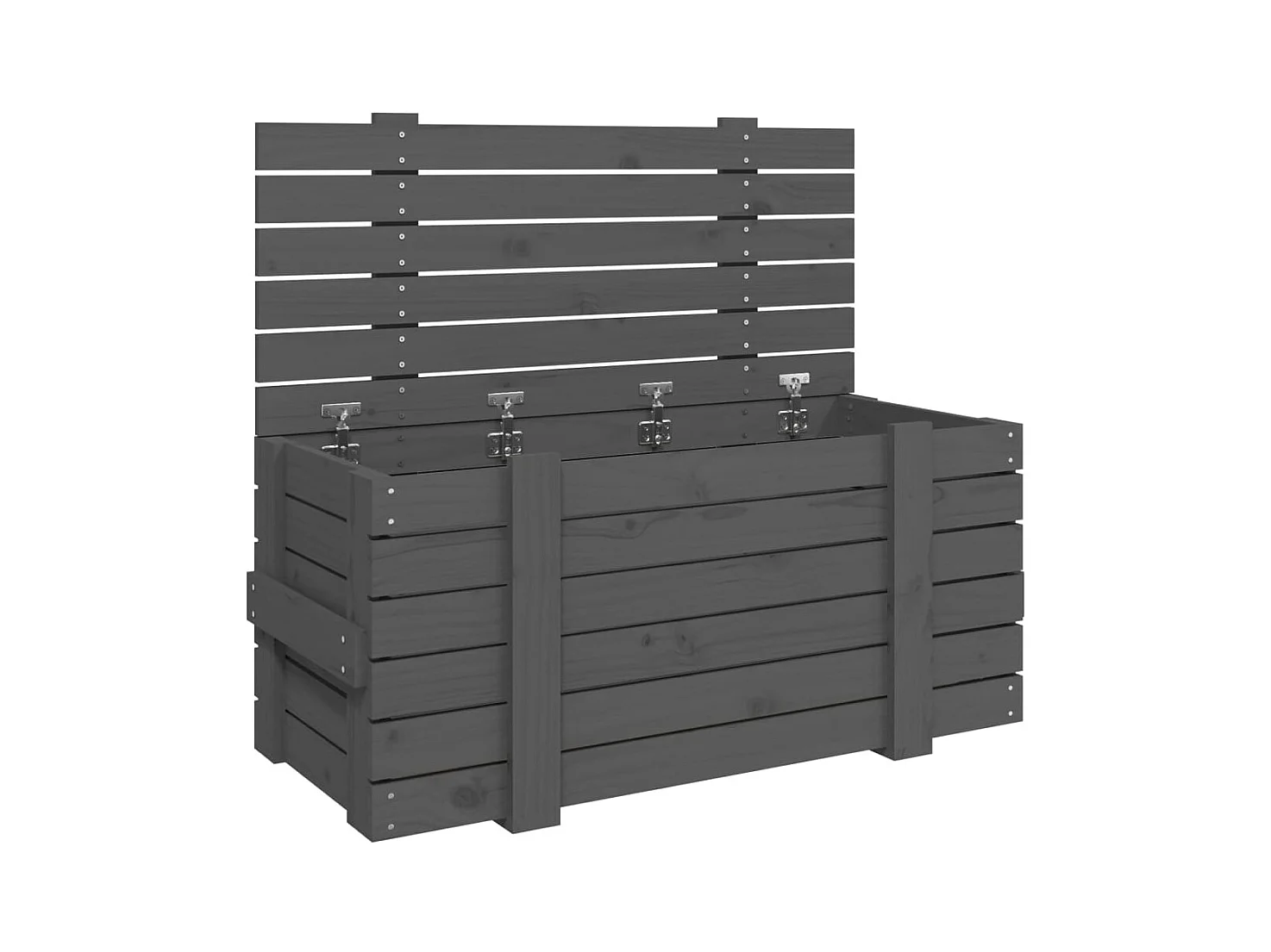Boîte de rangement Gris 91x40,5x42 cm Bois massif de pin