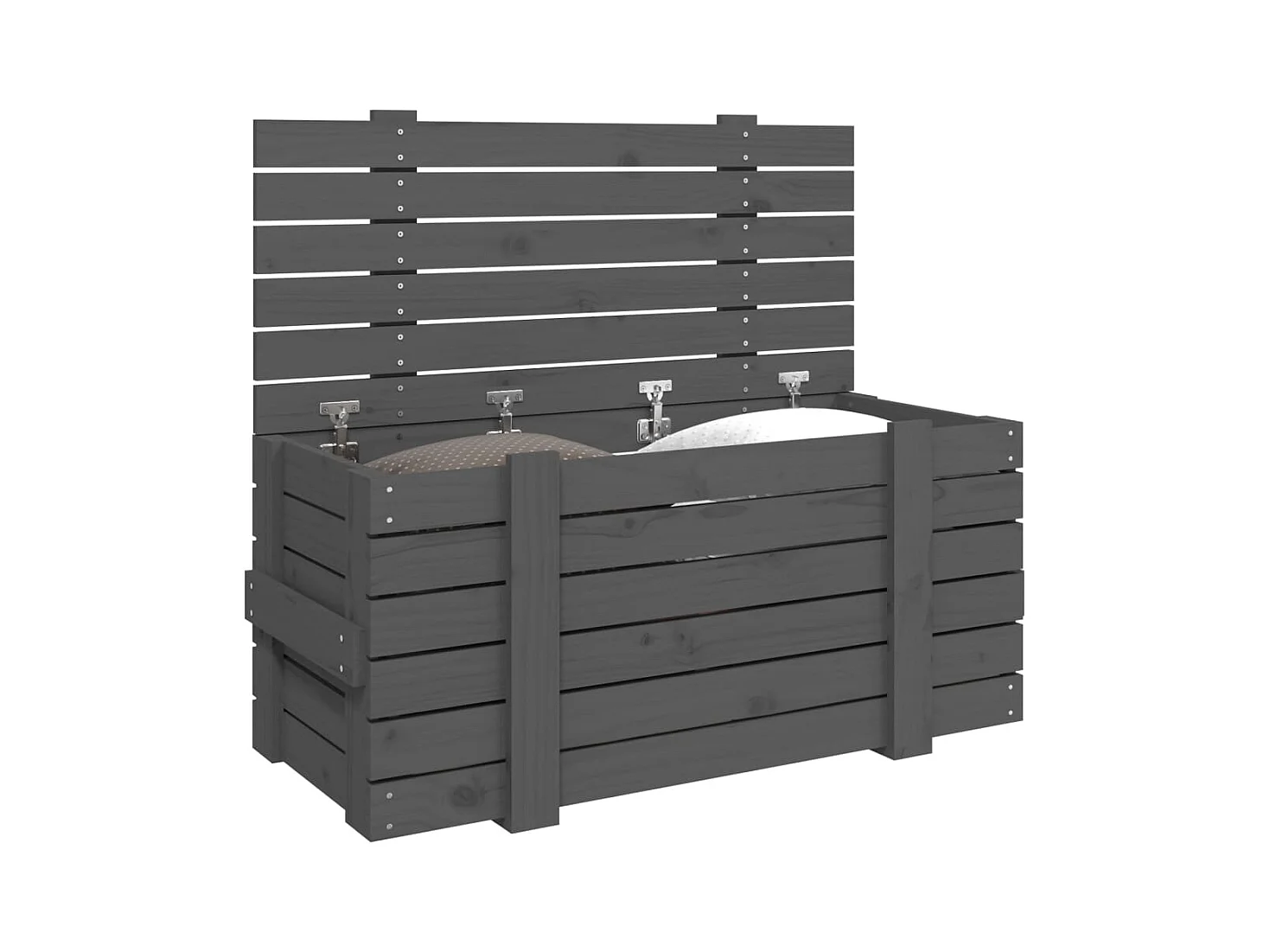 Boîte de rangement Gris 91x40,5x42 cm Bois massif de pin