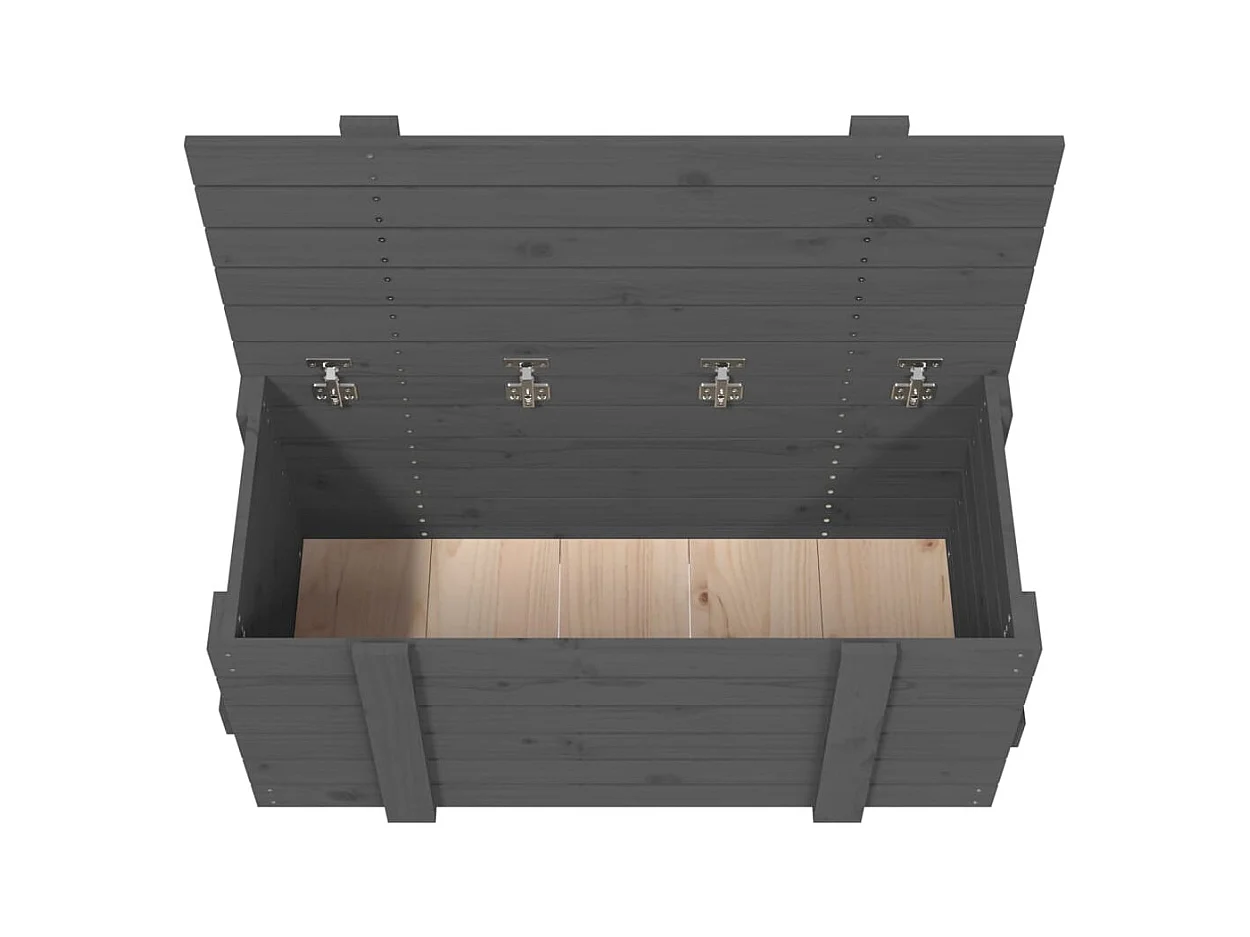 Boîte de rangement Gris 91x40,5x42 cm Bois massif de pin