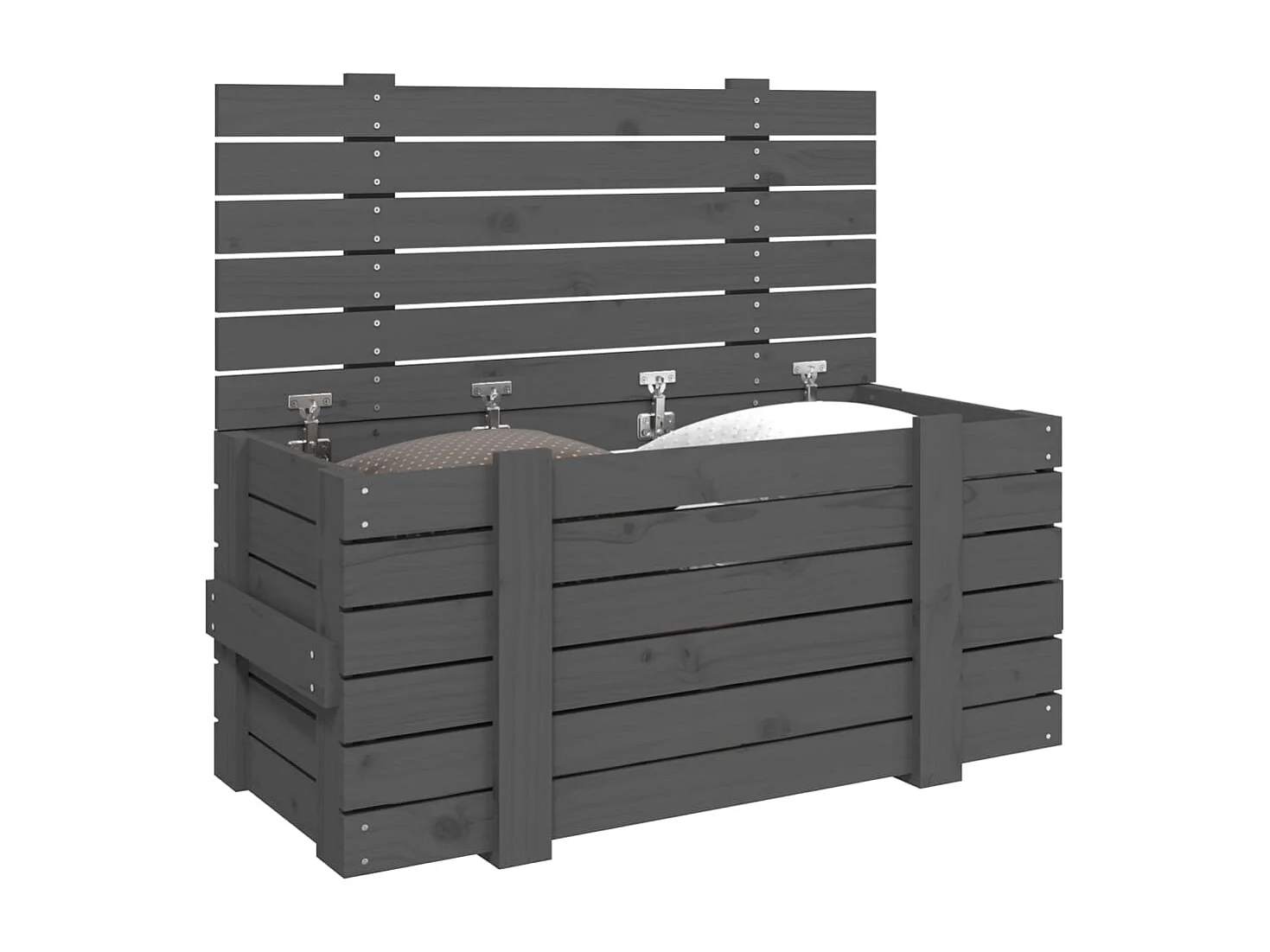 Boîte de rangement Gris 91x40,5x42 cm Bois massif de pin
