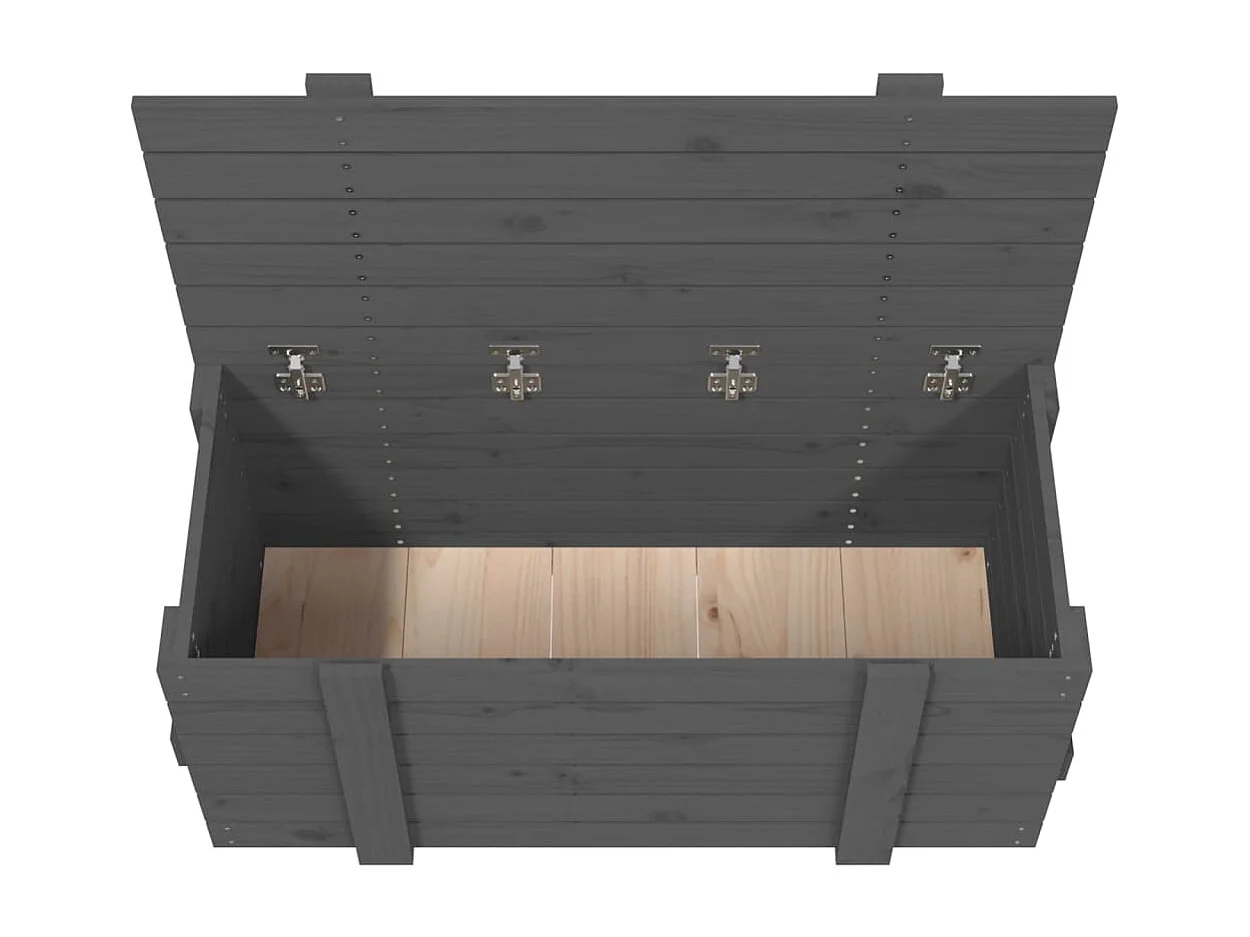Boîte de rangement Gris 91x40,5x42 cm Bois massif de pin