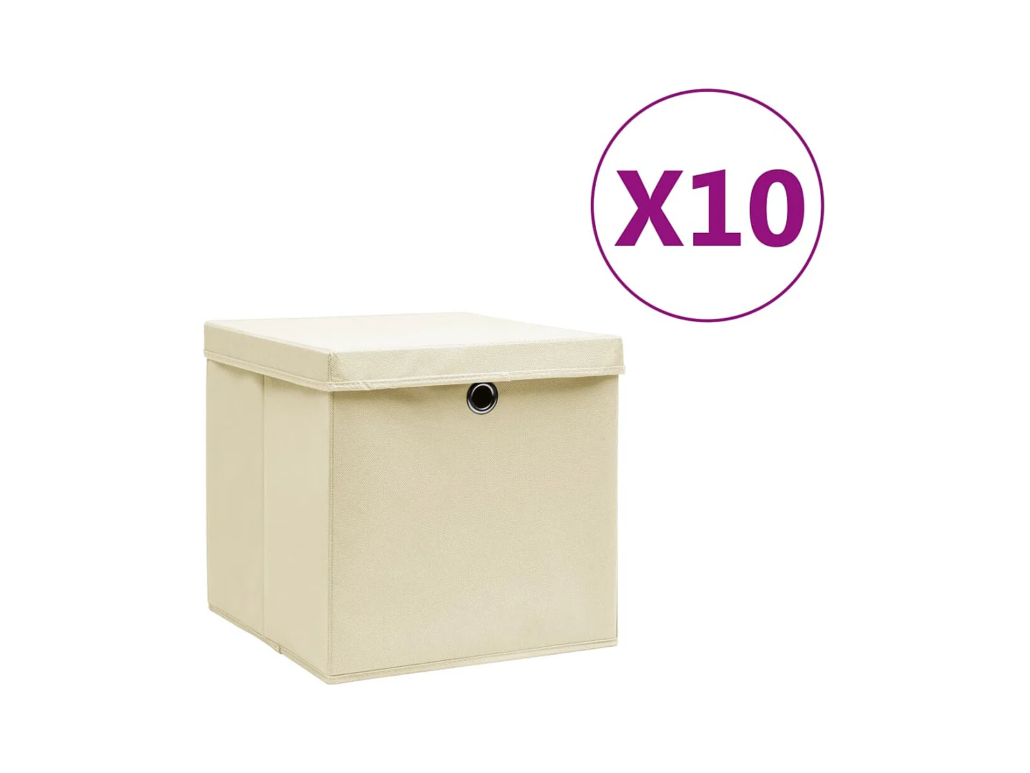 Boîtes de rangement avec couvercles 10 pcs 28x28x28 cm Crème