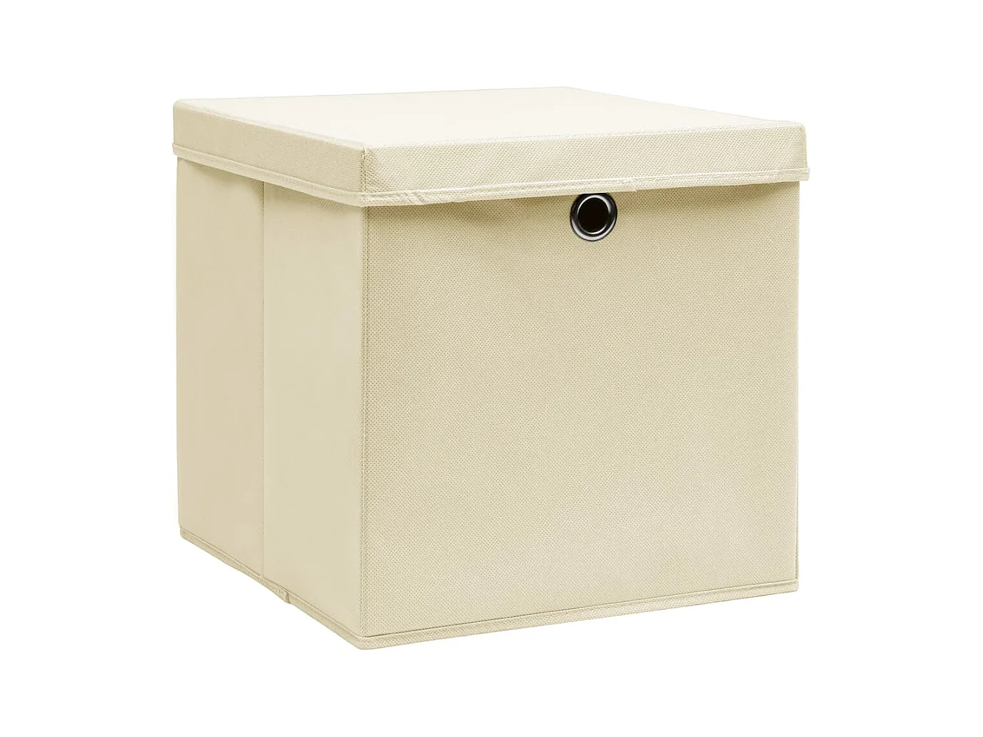 Boîtes de rangement avec couvercles 10 pcs 28x28x28 cm Crème
