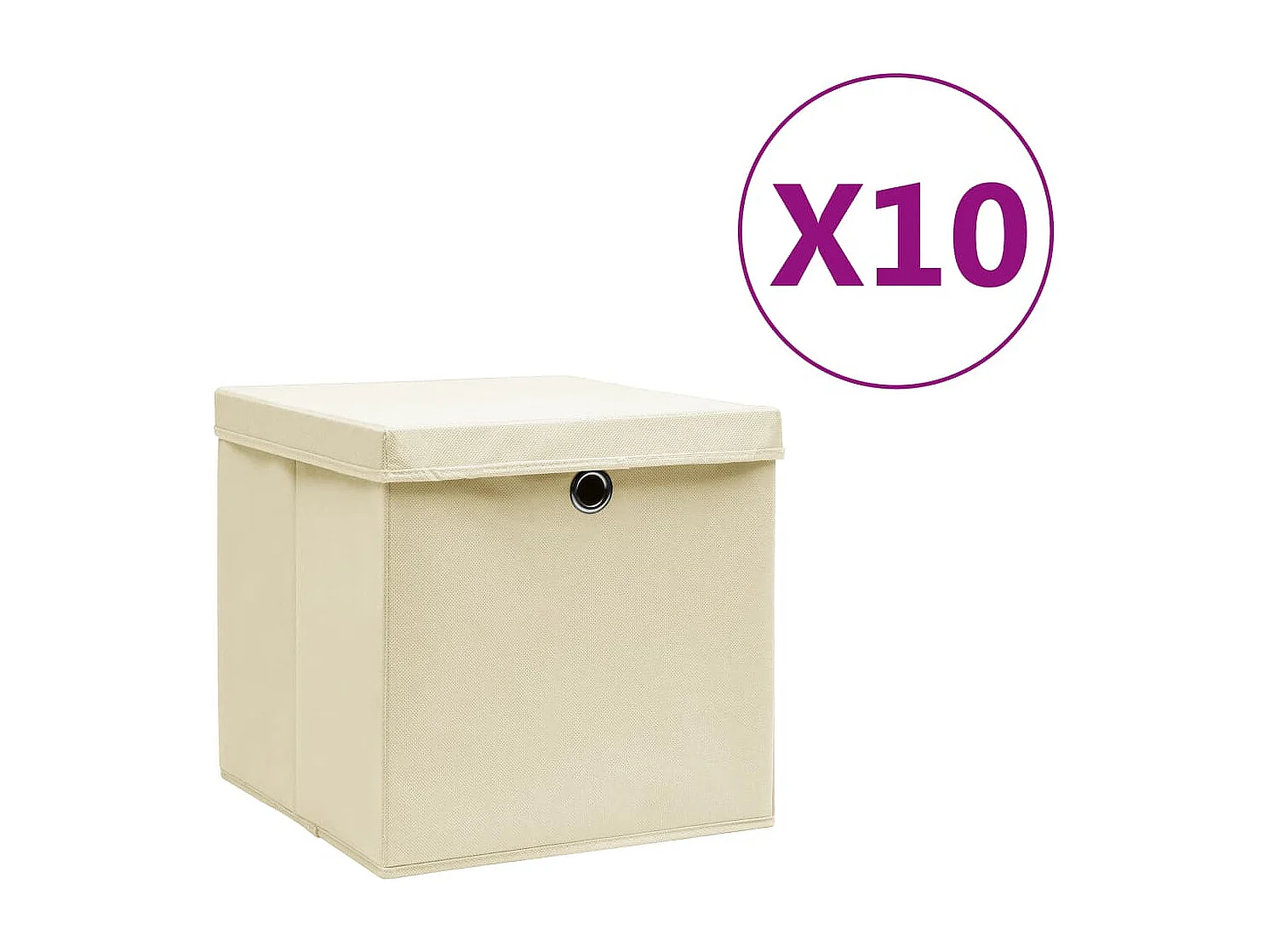 Boîtes de rangement avec couvercles 10 pcs 28x28x28 cm Crème