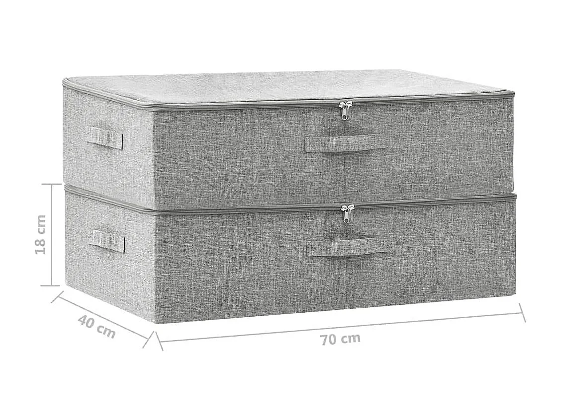Boîtes de rangement 2 pcs Tissu 70x40x18 cm Gris