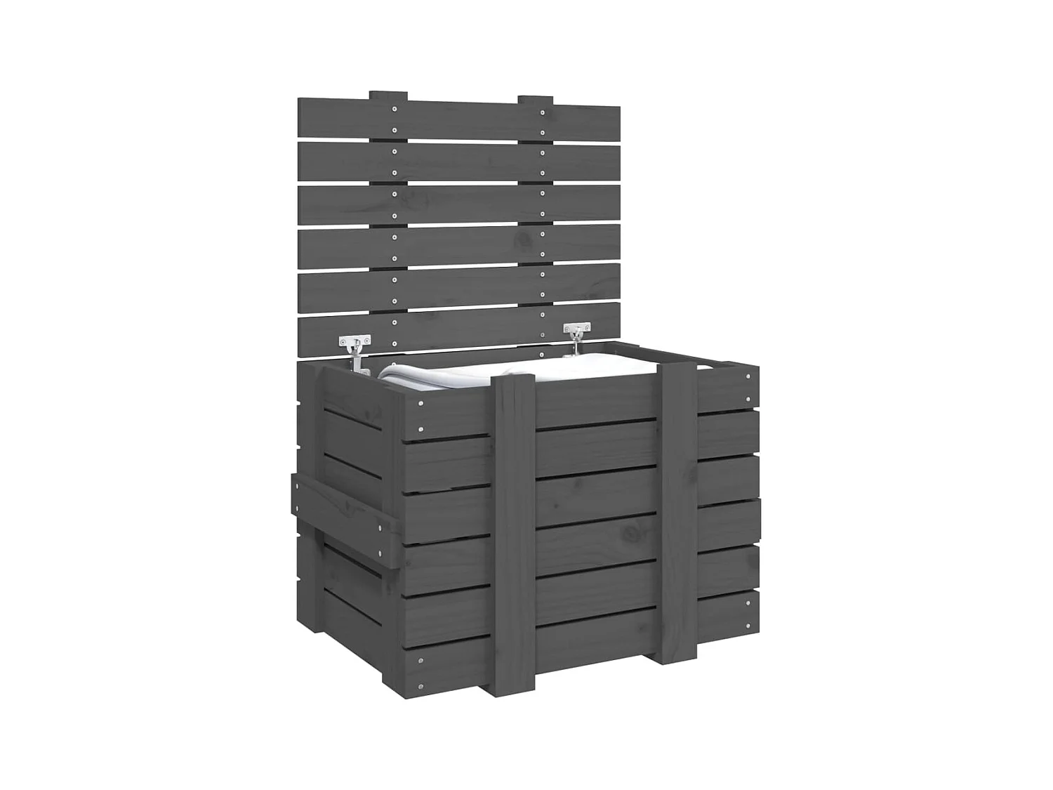 Boîte de rangement Gris 58x40,5x42 cm Bois massif de pin