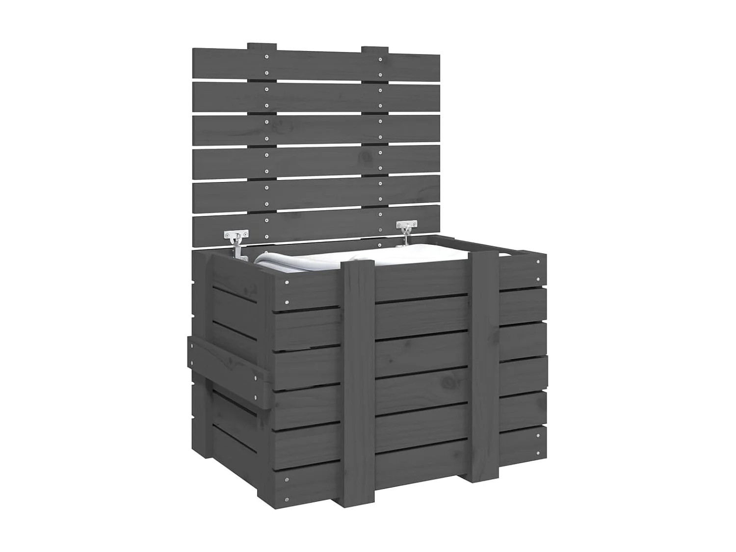 Boîte de rangement Gris 58x40,5x42 cm Bois massif de pin