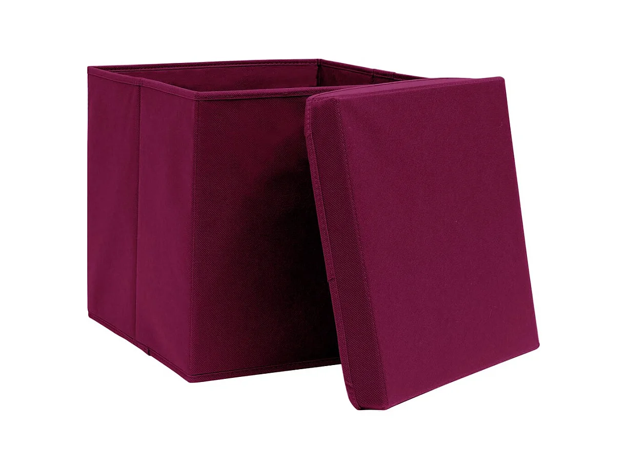 Boîtes de rangement 10 pcs Rouge foncé 32x32x32 cm Tissu