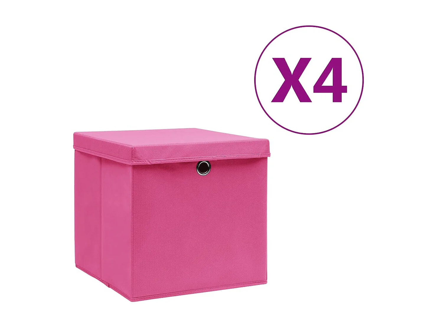 Cajas de almacenaje con tapa 4 uds 28x28x28 cm Rosa