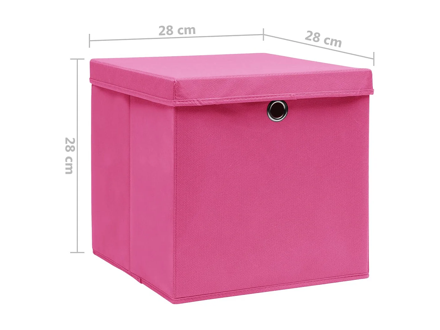 Cajas de almacenaje con tapa 4 uds 28x28x28 cm Rosa
