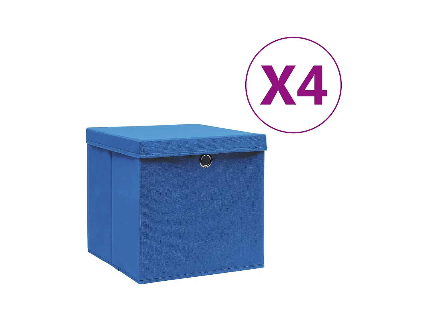 Cajas de almacenaje con tapa 4 uds 28x28x28 cm Azul