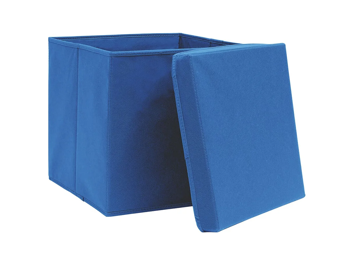 Cajas de almacenaje con tapa 4 uds 28x28x28 cm Azul