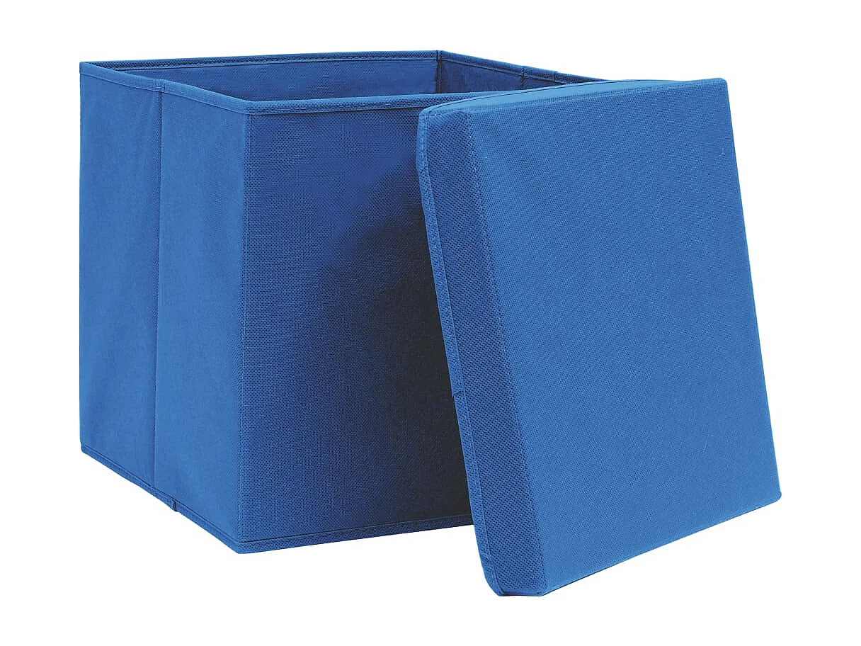 Boîtes de rangement avec couvercles 4 pcs 28x28x28 cm Bleu