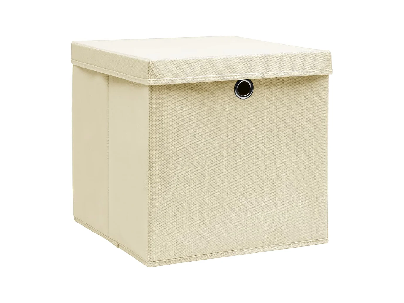 Cajas de almacenaje con tapa 10 uds Crema 32x32x32 cm Tela